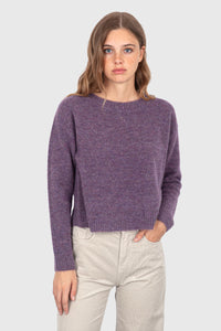 Grifoni Maglia Girocollo Crop Viola Donna grifoni