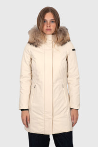 Rrd Piumino Winter Long Fur Wom Crema Donna rrd