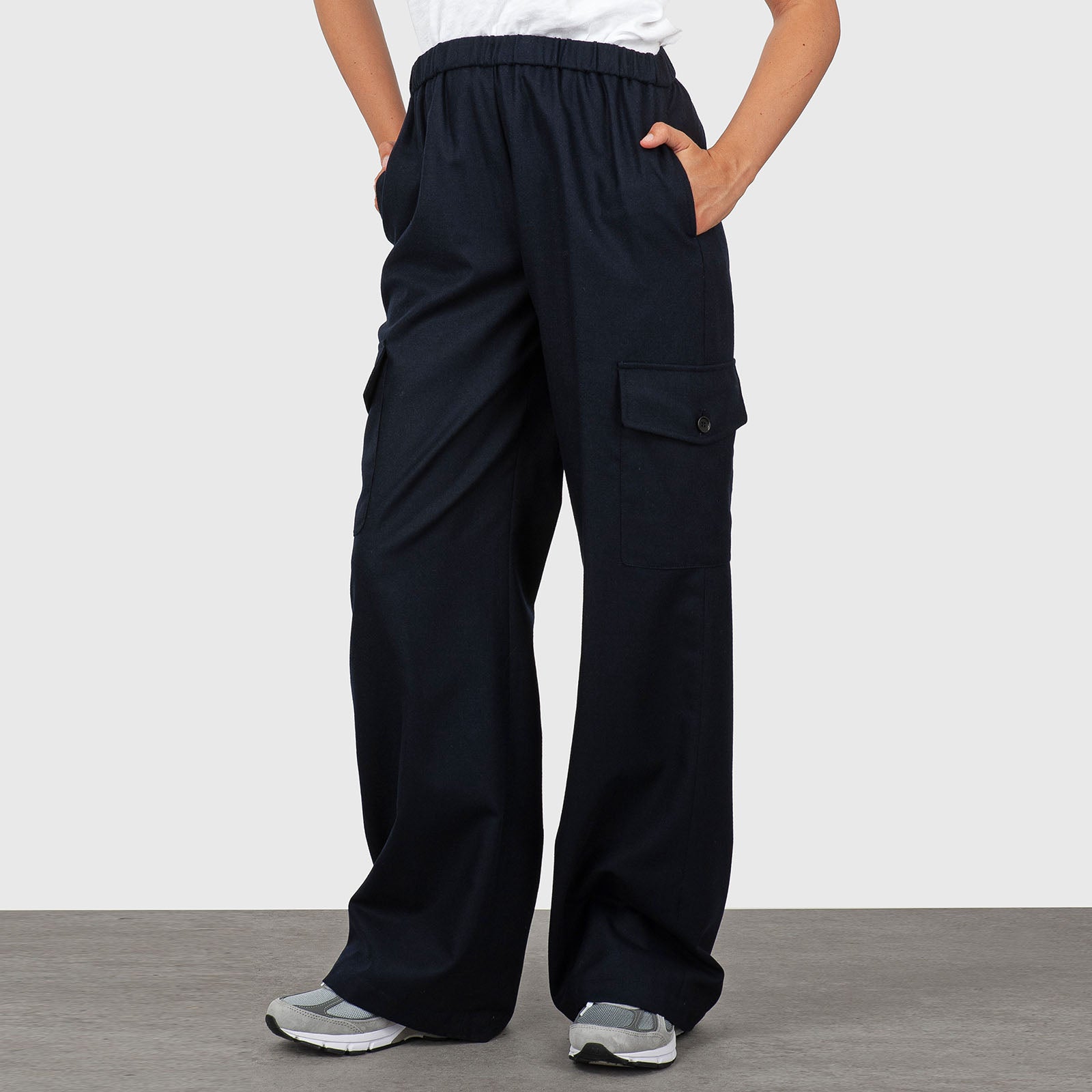 Aspesi Pantalone Cargo In Lana Cotta Blu Navy Donna - 8