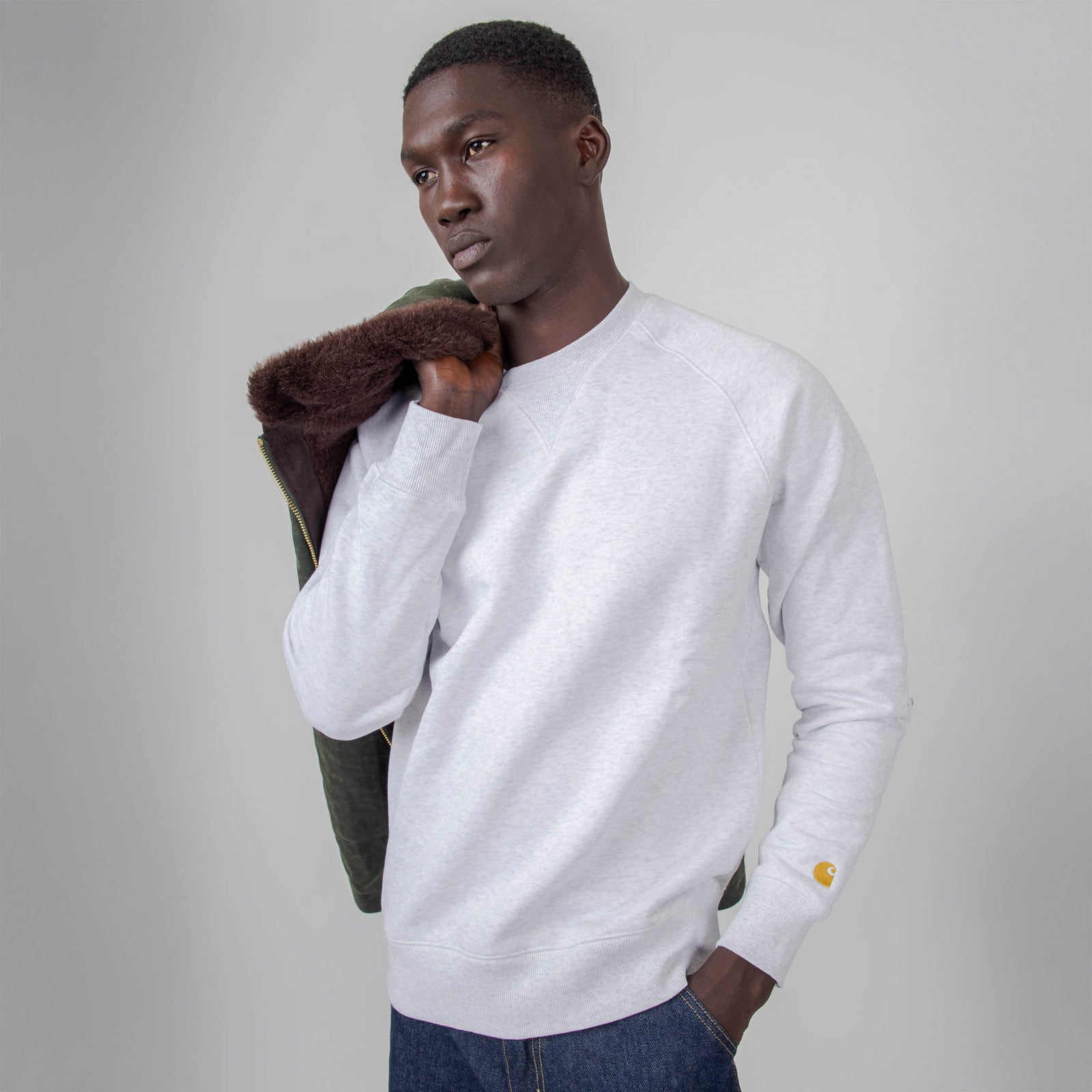 Carhartt Wip Chase Sweatshirt Grigio Chiaro Uomo - 7