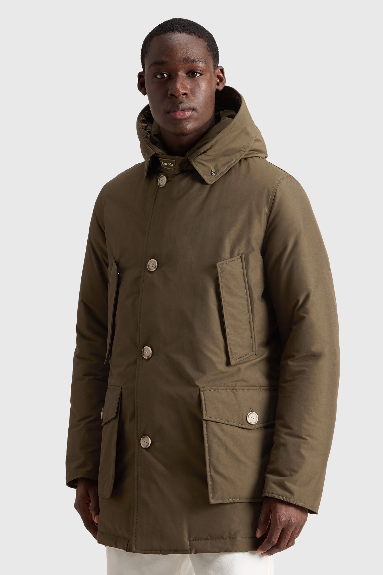 Woolrich Arctic Parka In Ramar Cloth Con Pelliccia Removibile Verde Militare Uomo - 2