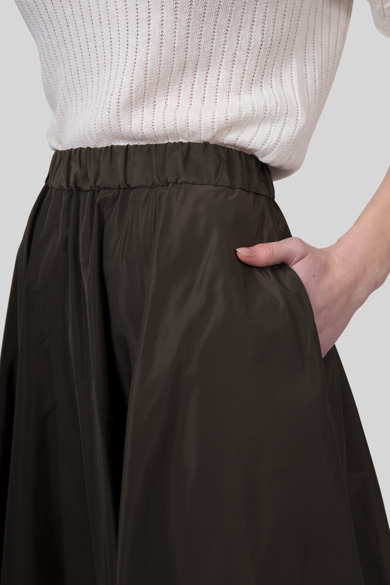 Aspesi Gonna Midi Con Pieghe Mia Verde Militare Donna - 2