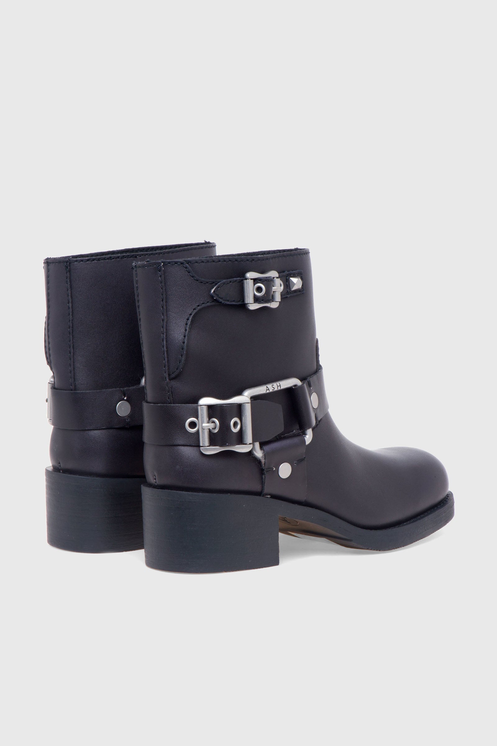 Ash Stivaletto Biker Texas In Pelle Nero Donna