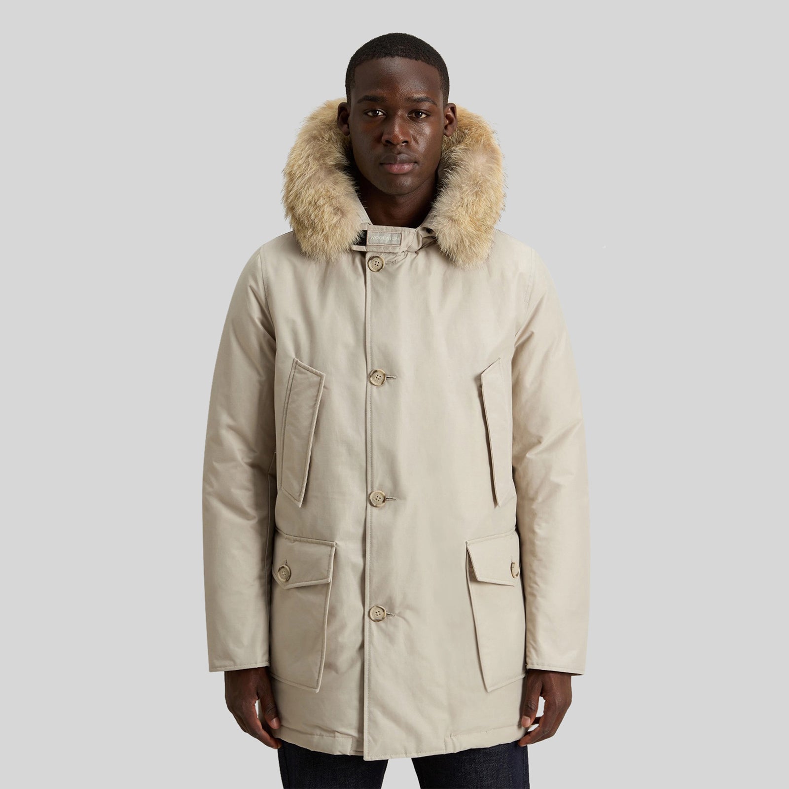 Woolrich Arctic Parka In Ramar Cloth Con Pelliccia Removibile Bianco Off Uomo - 7