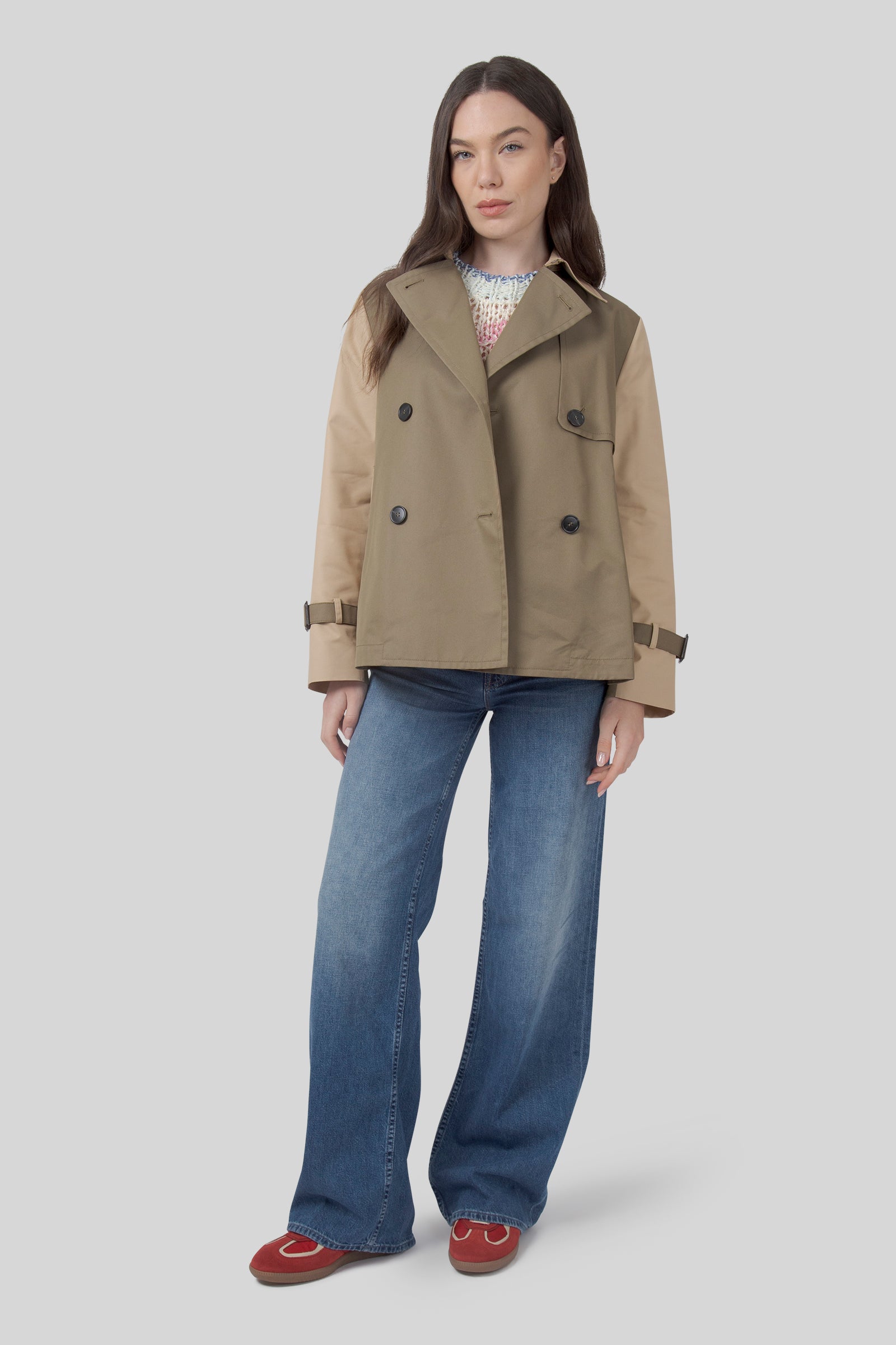 Biglia Water-repellent Gabardine Crop Trench Coat - 4