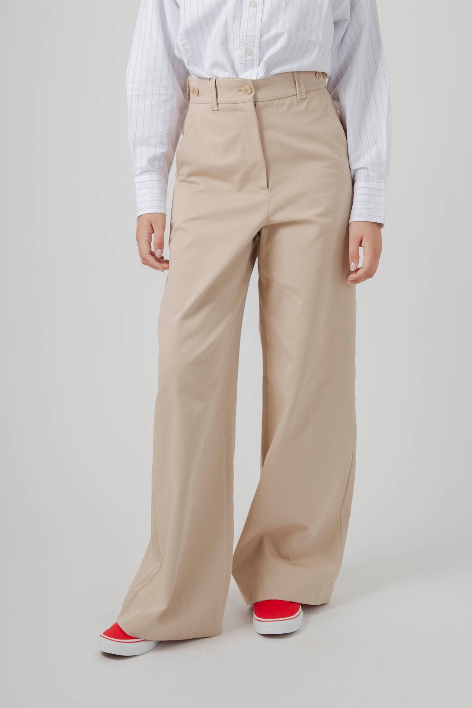 Max Mara Weekend Pantalone In Gabardina Di Cotone Alfeo Beige Donna - 4