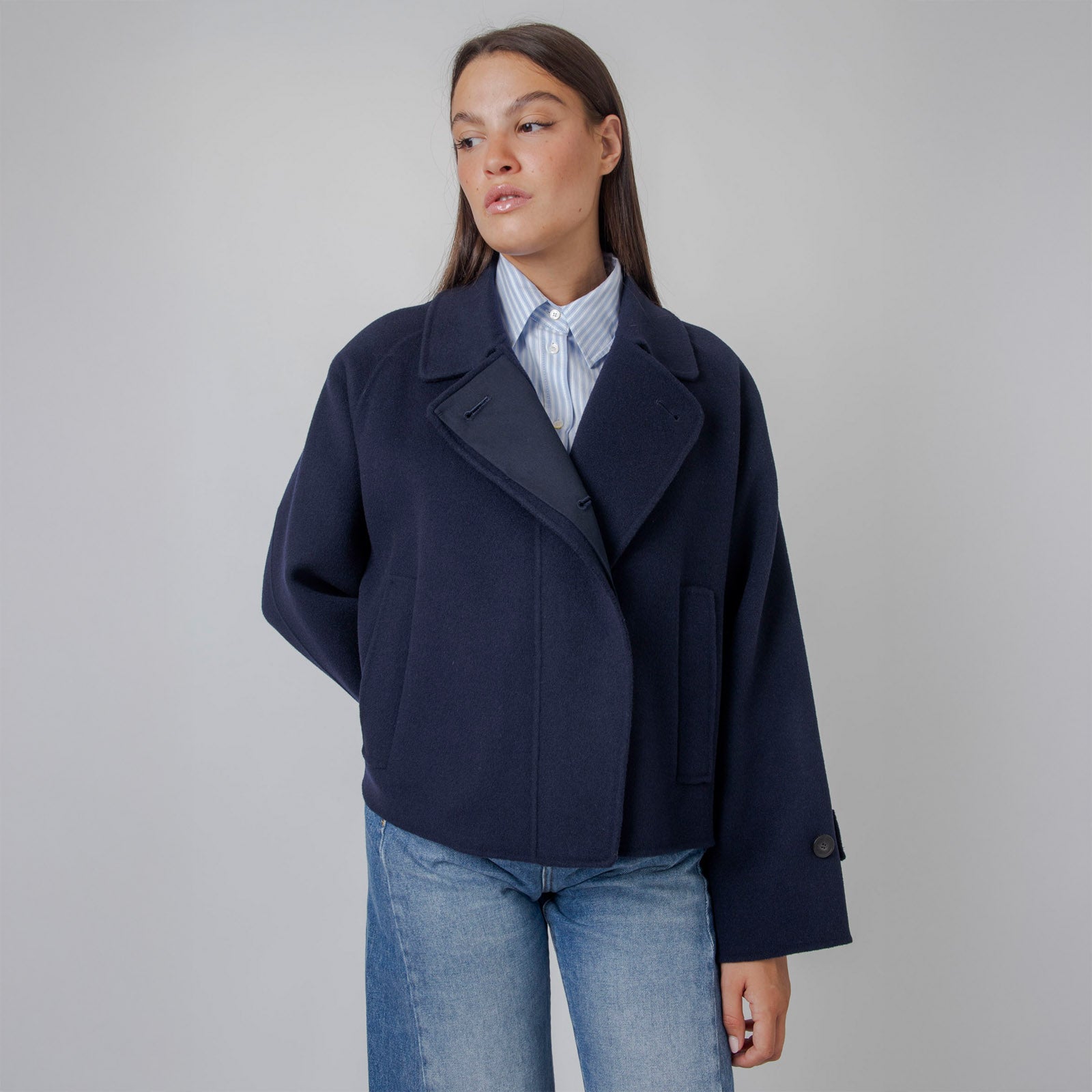 Weekend Max Mara Cappotto Corto In Drap Di Lana Carella Blu Donna - 10