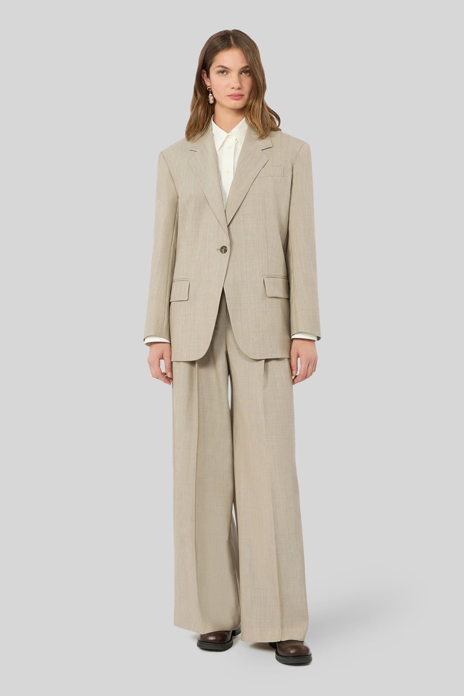Max Mara Weekend Blazer Over In Tela Di Lana Attila Nocciola Donna - 2