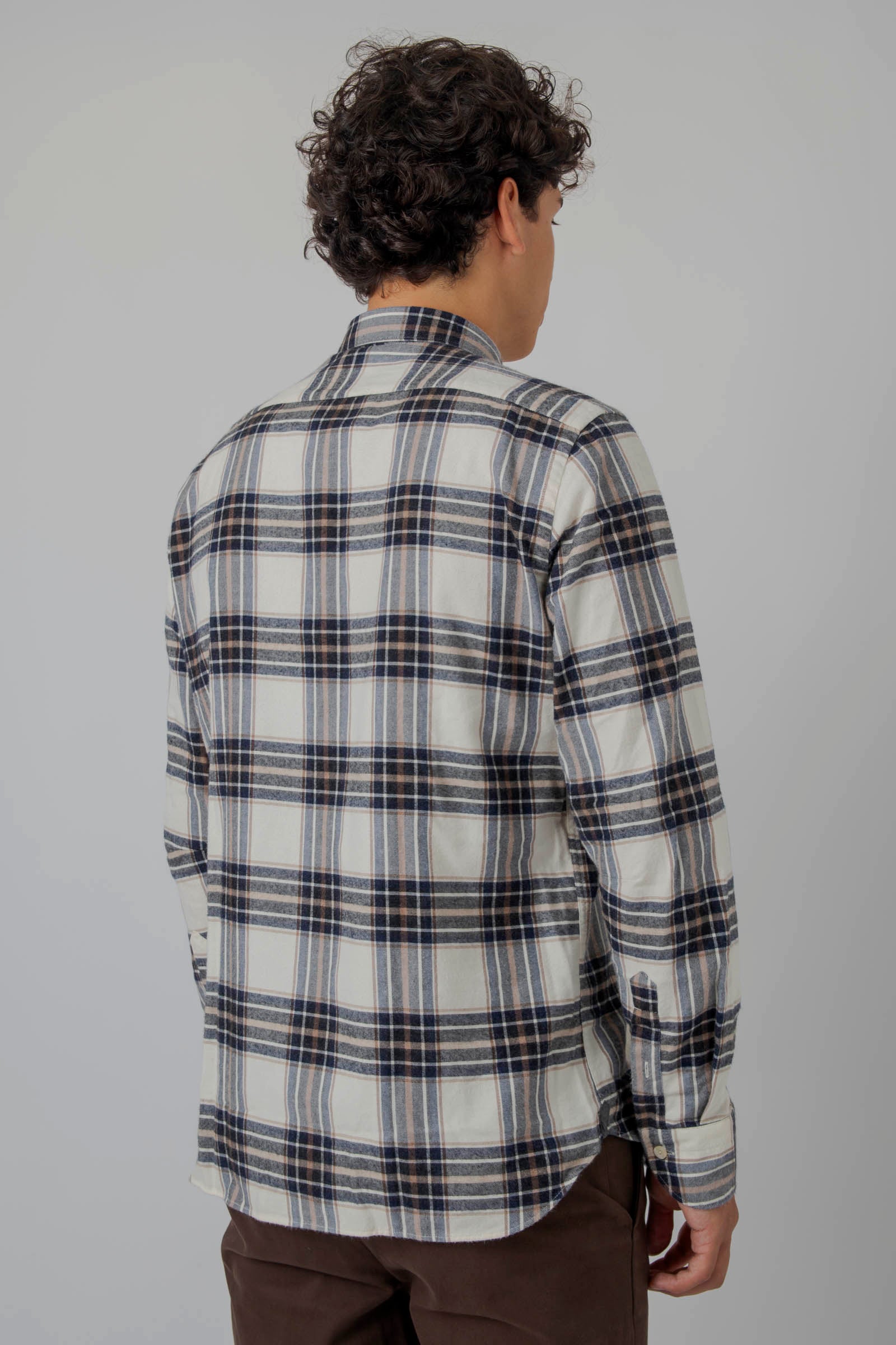 Tintoria Mattei Camicia Check Panna/blu Uomo - 4