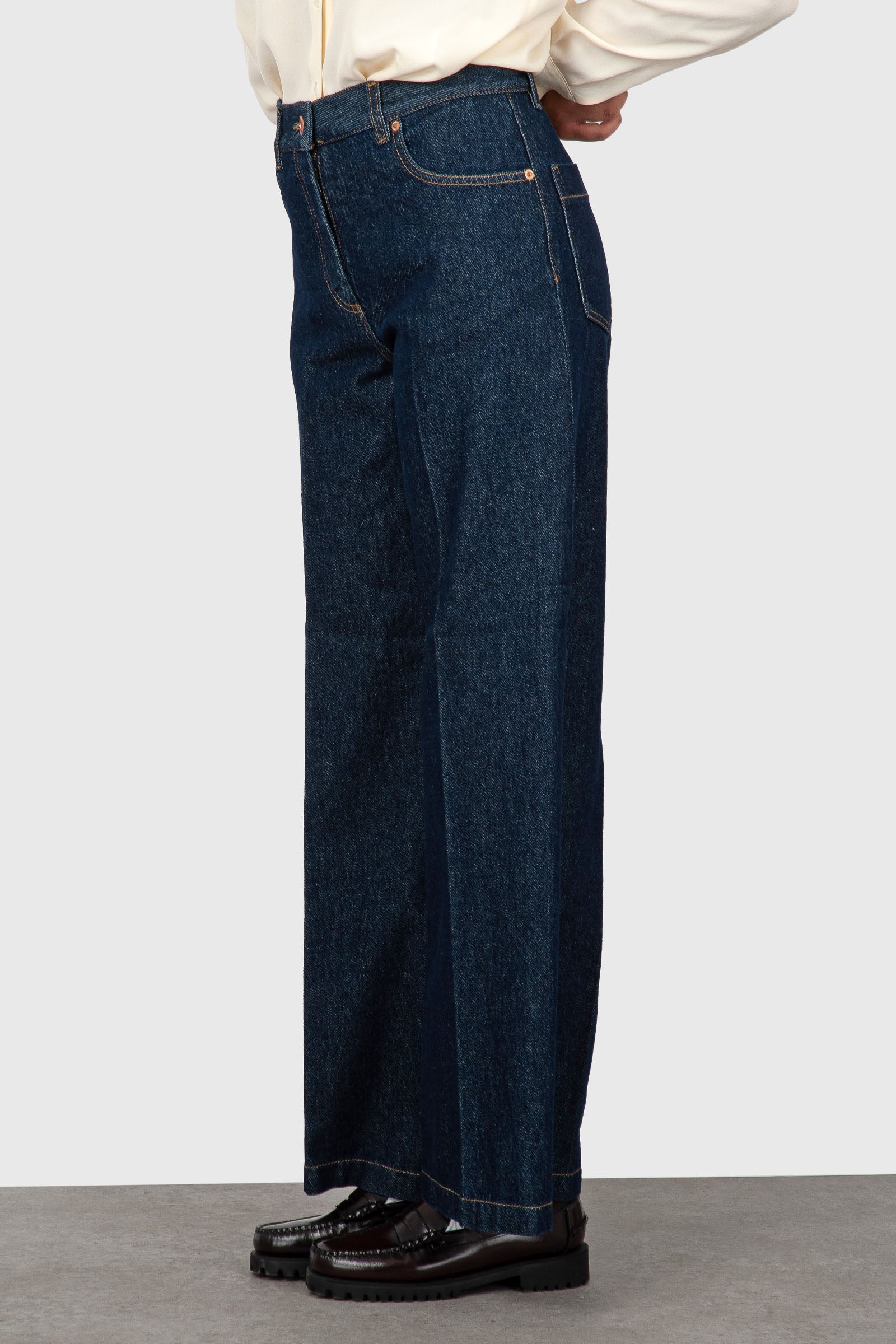 Aspesi Jeans Wide Leg Denim Scuro Donna - 4