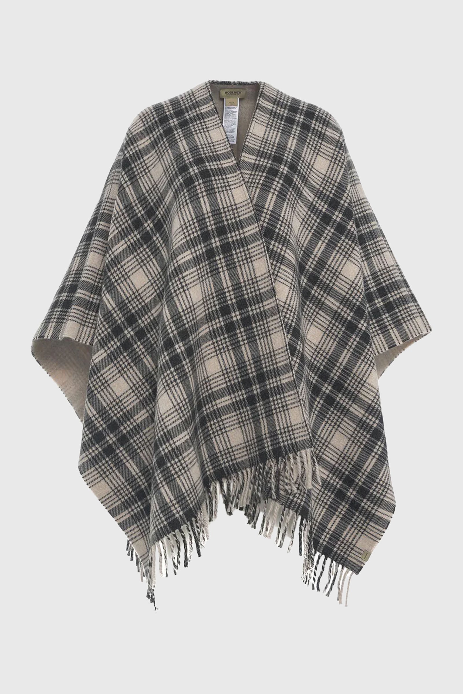 Woolrich Mantella Double Face In Misto Lana Check Beige/nero Donna - 1