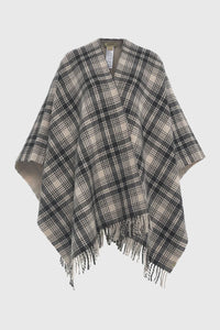 Woolrich Mantella Double Face In Misto Lana Check Beige/nero Donna woolrich