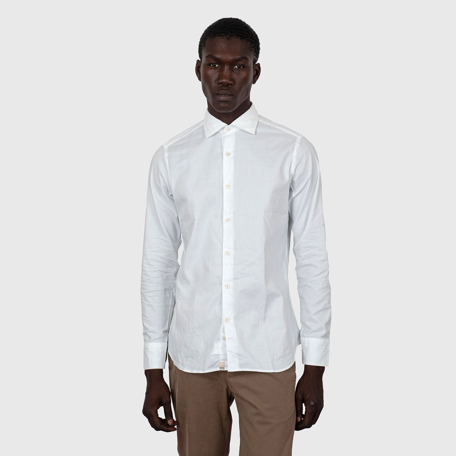 Tintoria Mattei 954 Camicia Oxford Collo Francese Bianco Uomo - 8