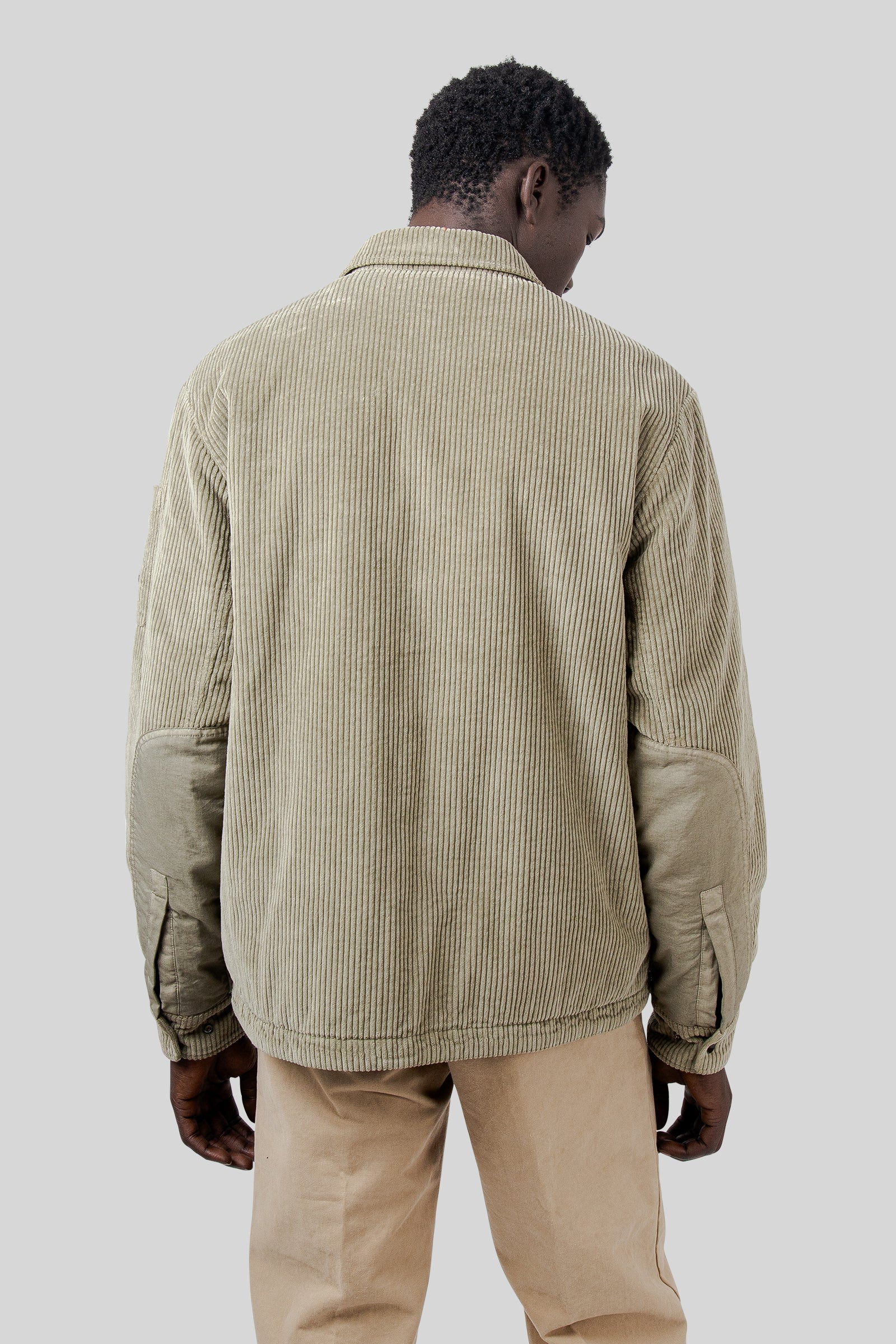 C.p. Company Overshirt Padded In Corduroy 350 Verde Salvia Uomo - 3
