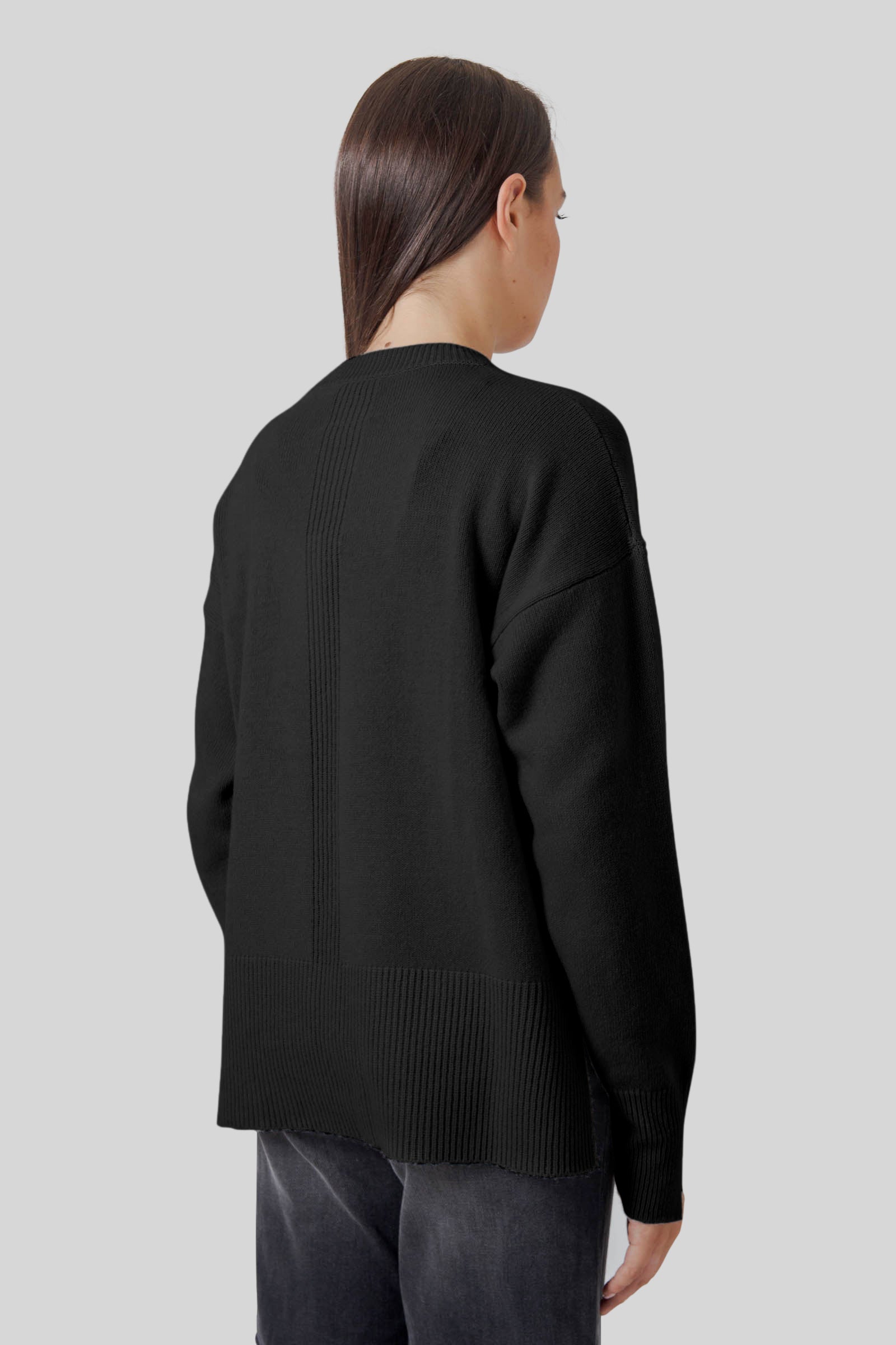 Roberto Collina Maglia Girocollo Lana Cashmere Nero Donna - 3