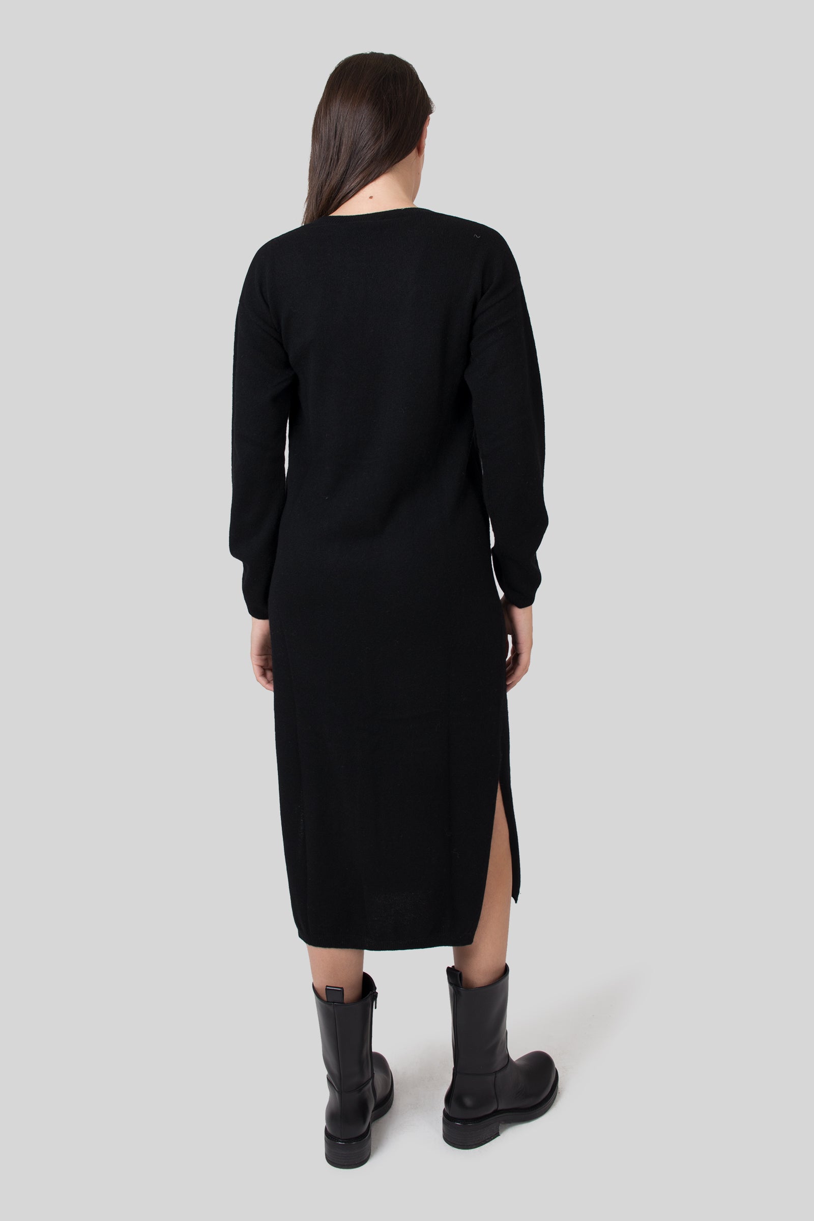 Absolut Cashmere Abito Vita Nero Donna - 4