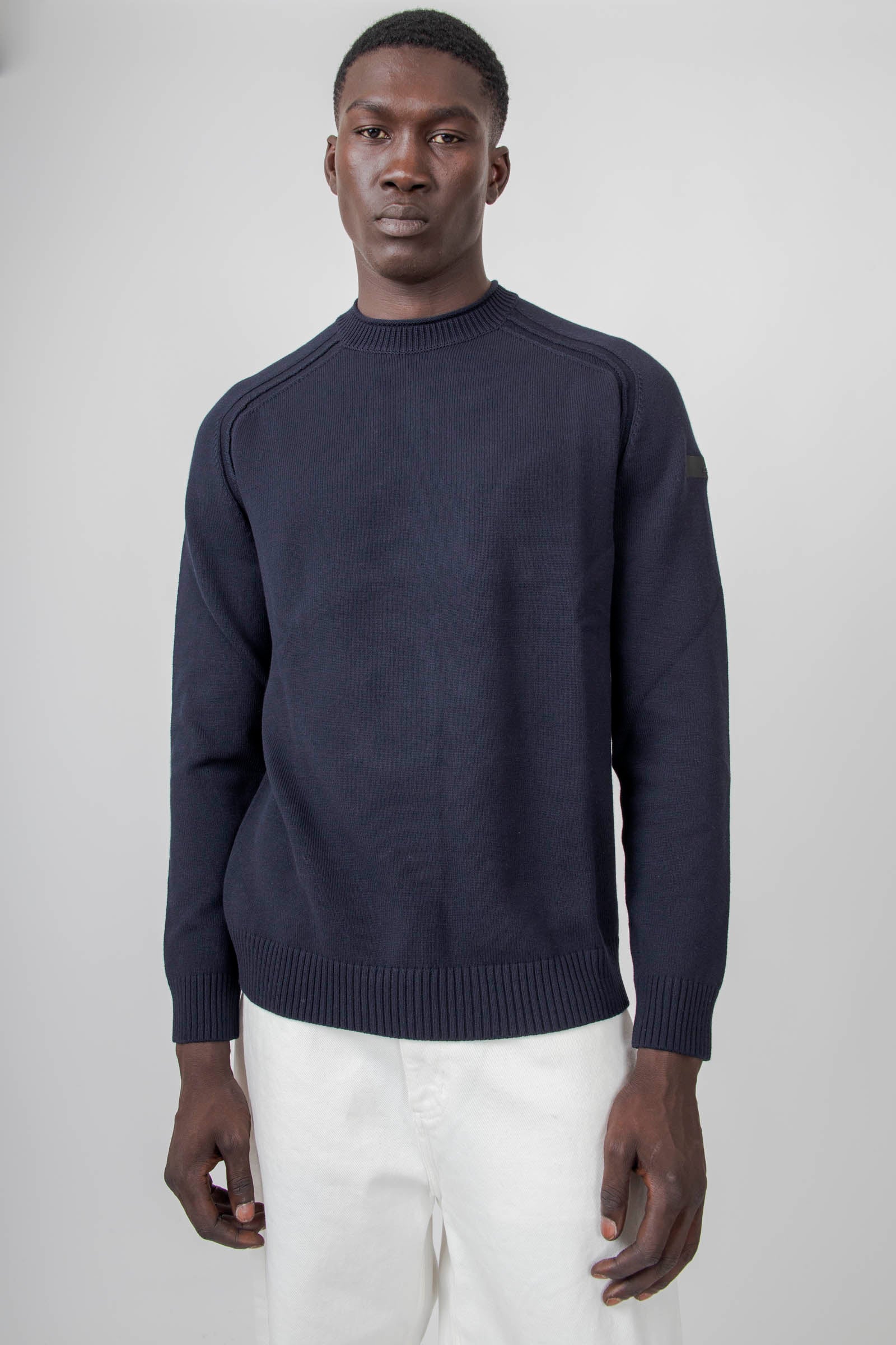 Rrd Maglia Cotton Plain Round Knit Blu Scuro Uomo - 3