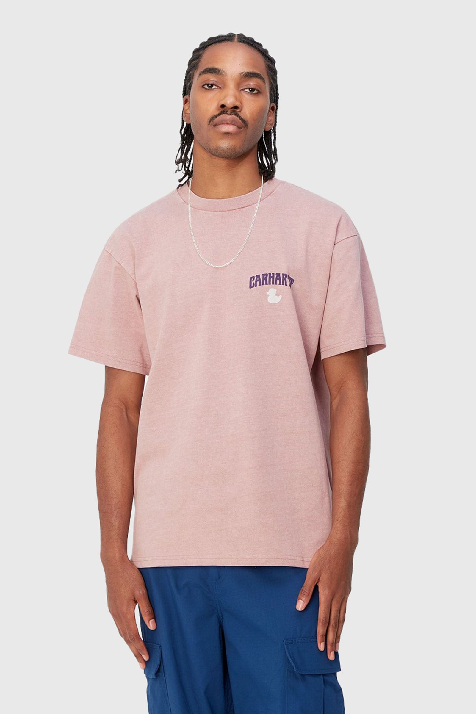 Carhartt Wip T-shirt Short Sleeve Duckin' Rosa Antico Uomo - 1