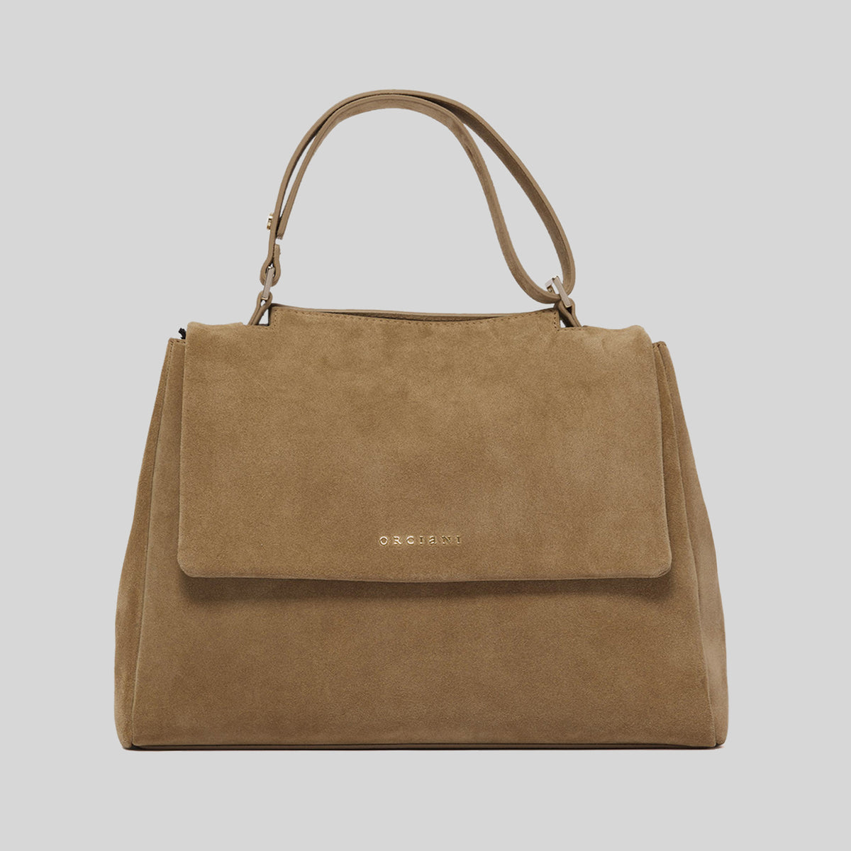 Orciani Borsa Sveva Midi Peach In Suede Biscotto Donna