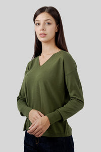 Aspesi Maglia Scollo V In Lana Verde Donna aspesi