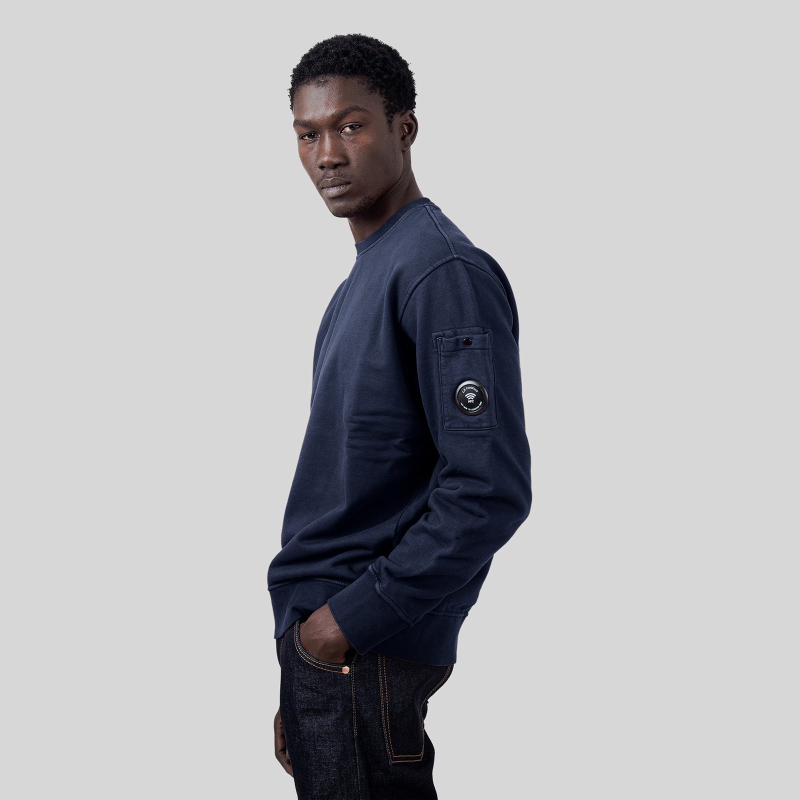 Brushed And Emerized Diagonal Fleece Lens Crewneck Sweatshirt - 7