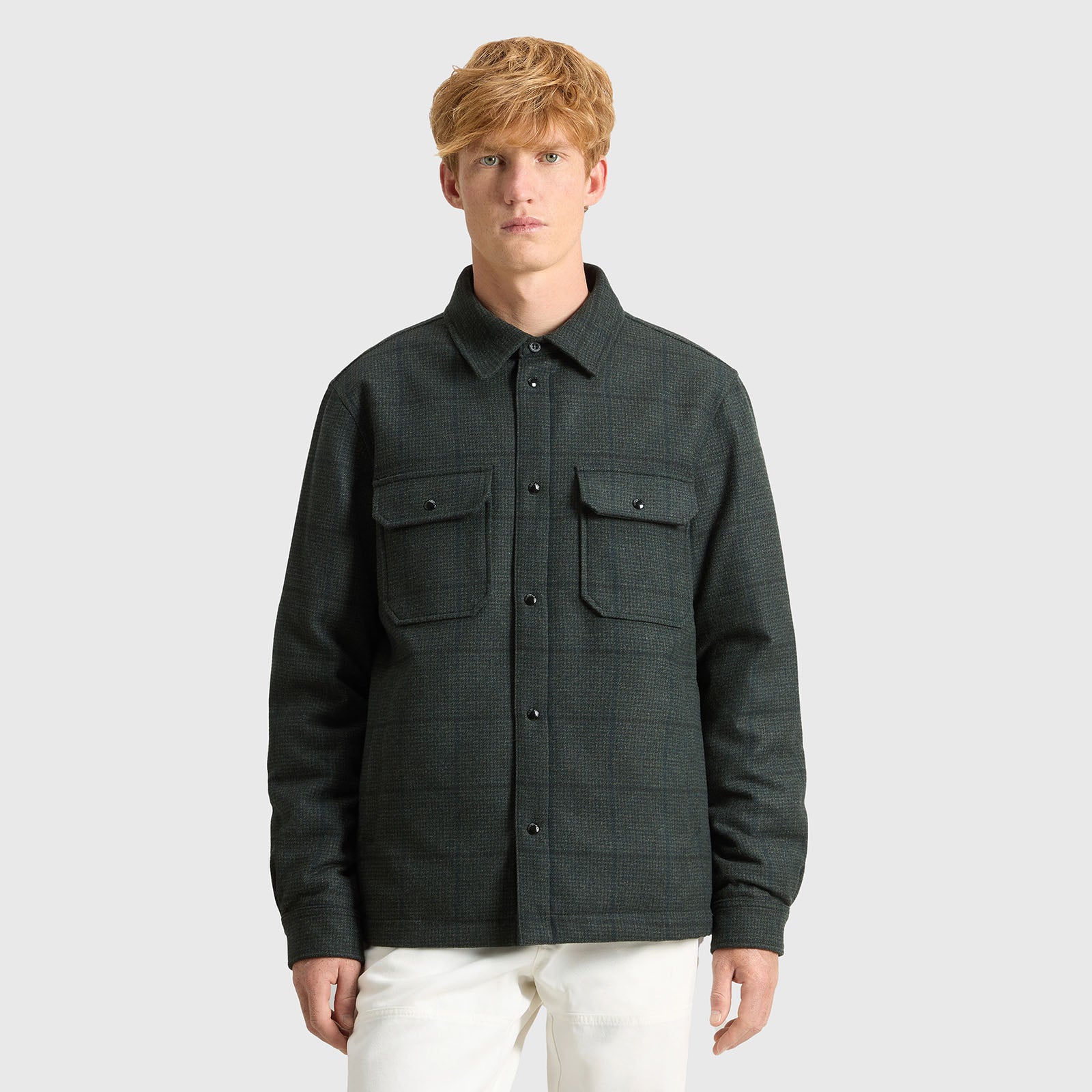 Woolrich Overshirt Alaskan Wool Check Verde Scuro Uomo - 12