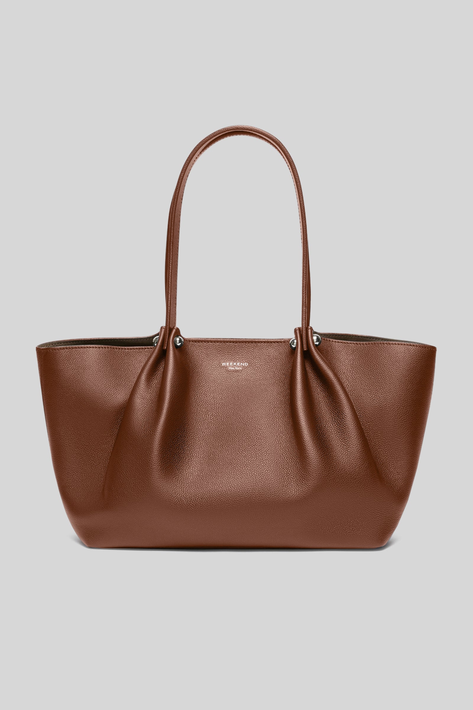 Max Mara Weekend Tote Bag In Pelle Texturizzata Satira Marrone Donna - 5