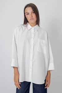 Max Mara Weekend Camicia Over In Popeline Zavorra Bianco Donna max mara weekend