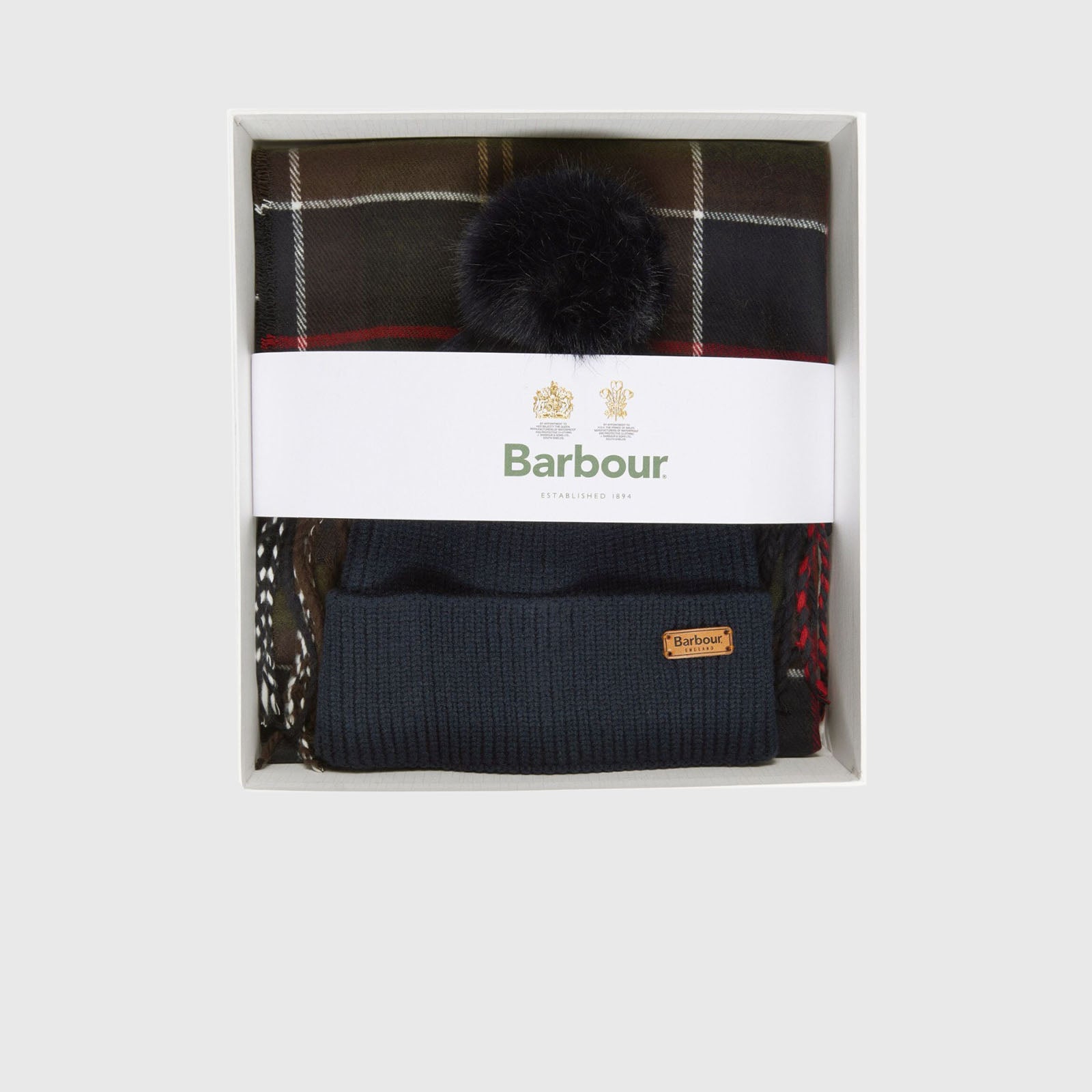 Barbour Dover Beanie Tartan & Sciarpa In Lana Blu Donna - 7