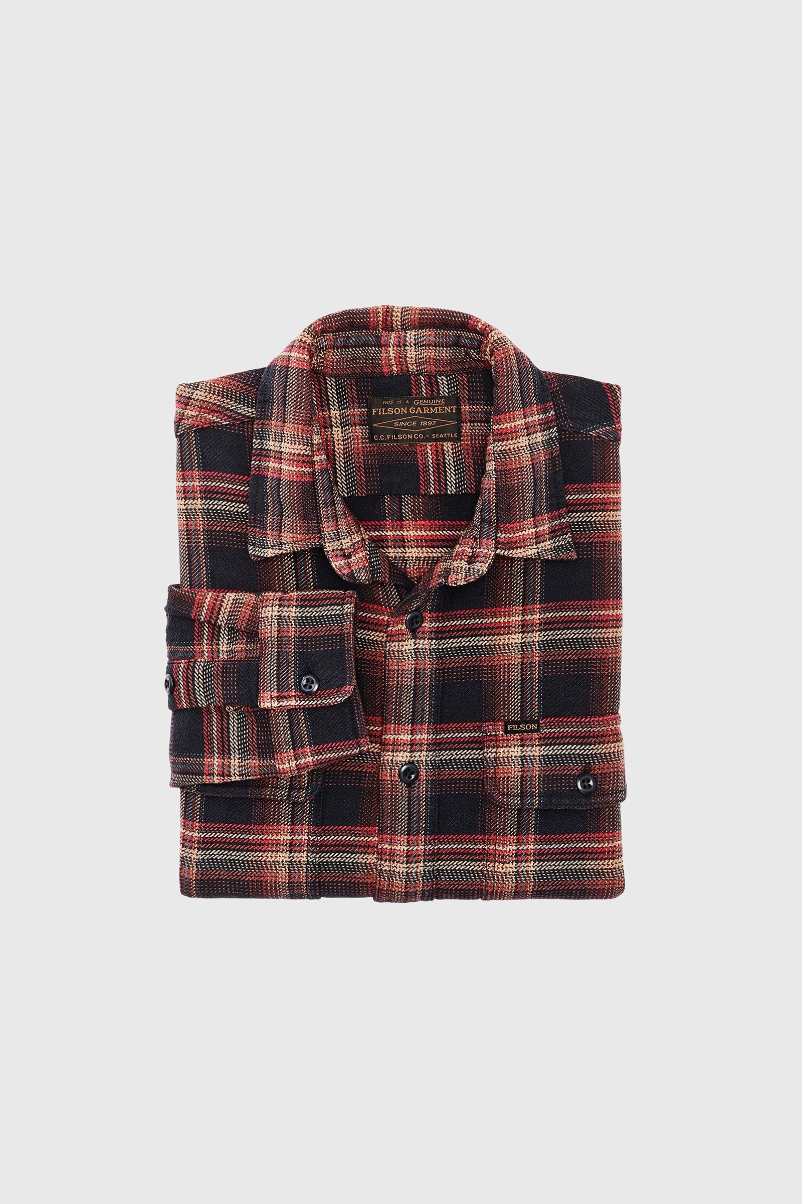 Filson Camicia Work Vintage In Flanella Nero/rosso Uomo - 4