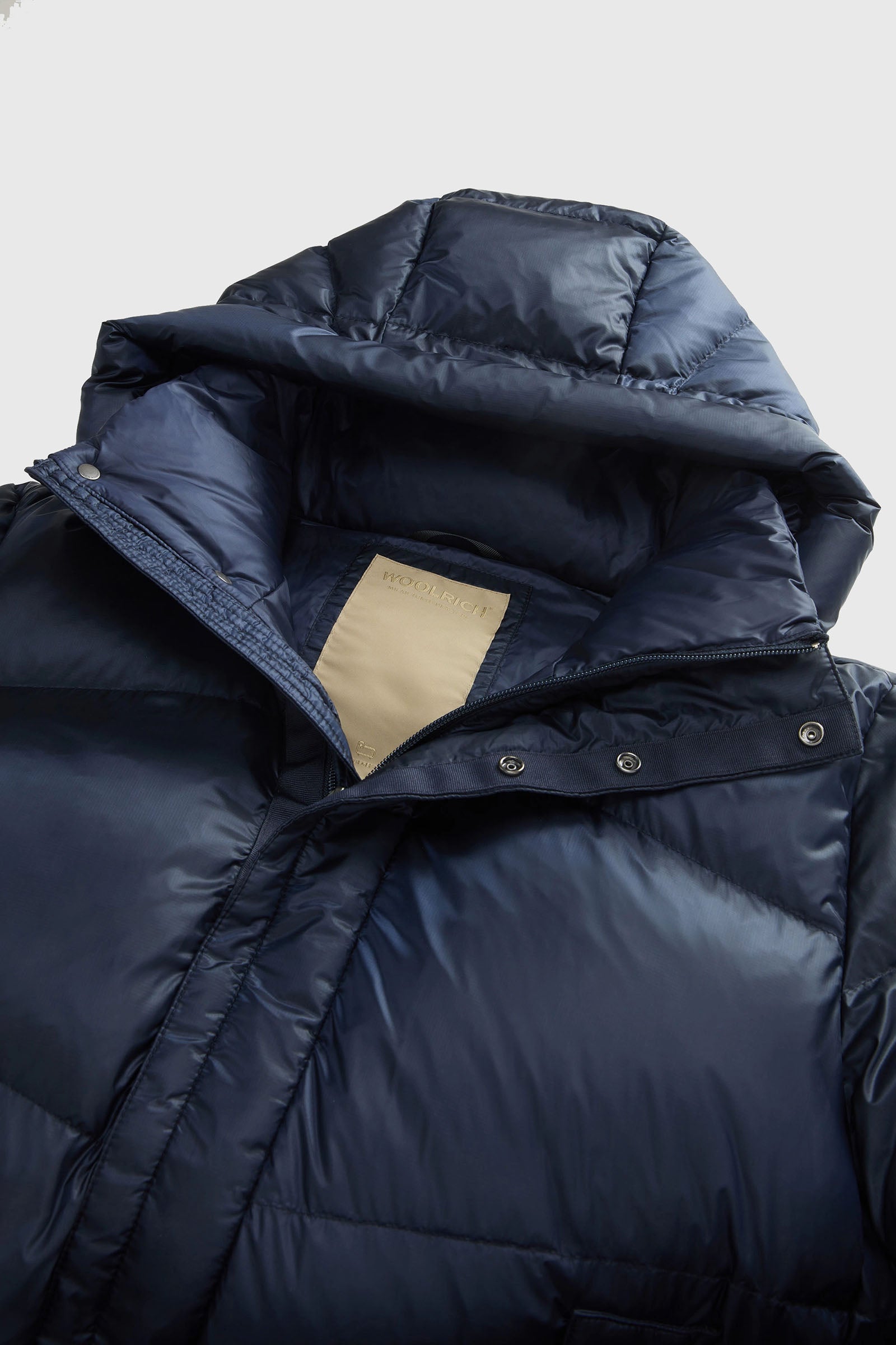 Woolrich Piumino In Nylon Pertex Quantum Riciclato Con Cappuccio Blu Uomo - 6