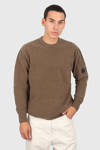 C.p. Company Maglia Cotton Chenille Crewneck Khaki Uomo c.p. company