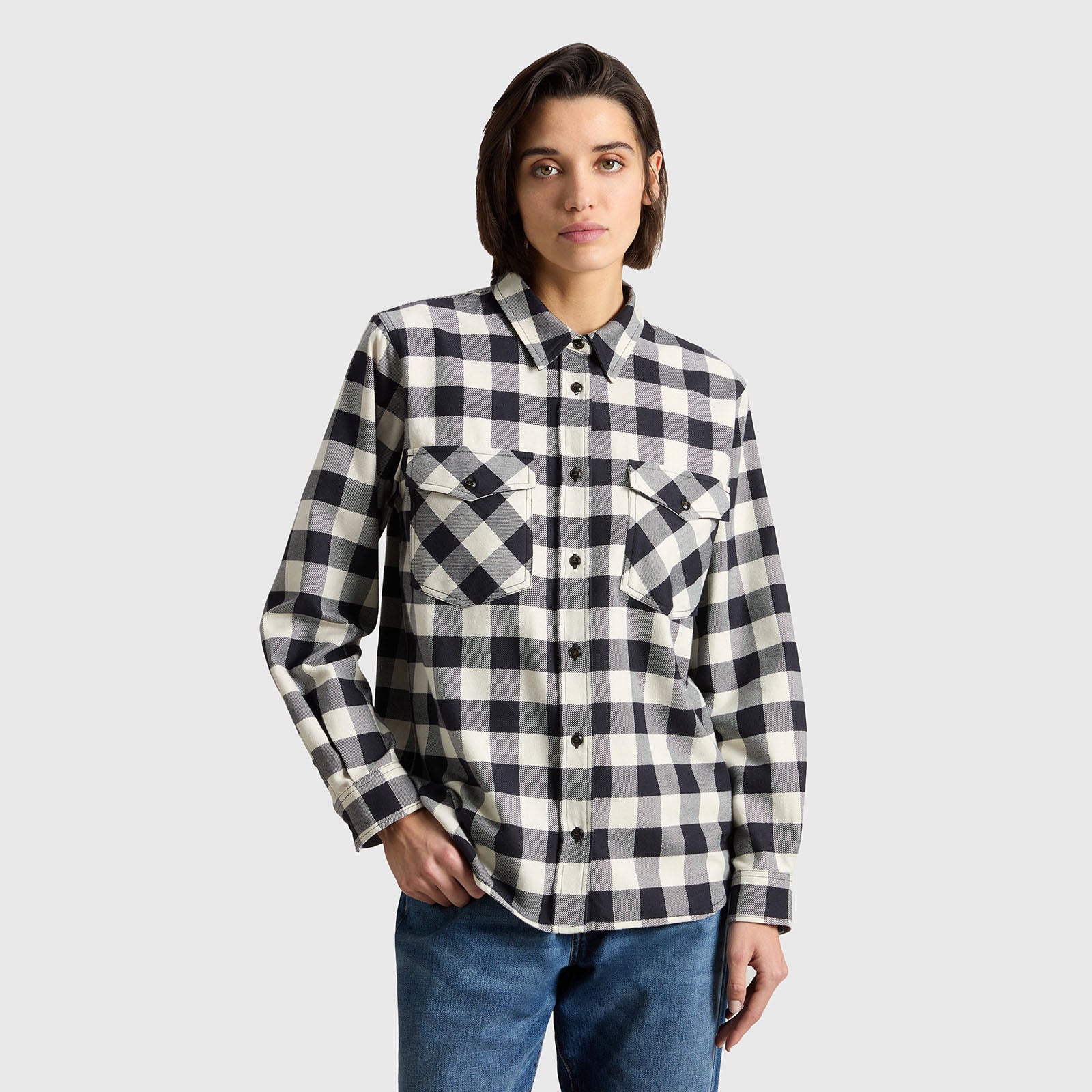 Woolrich Camicia In Flanella Buffalo Check Bianco/nero Donna - 10