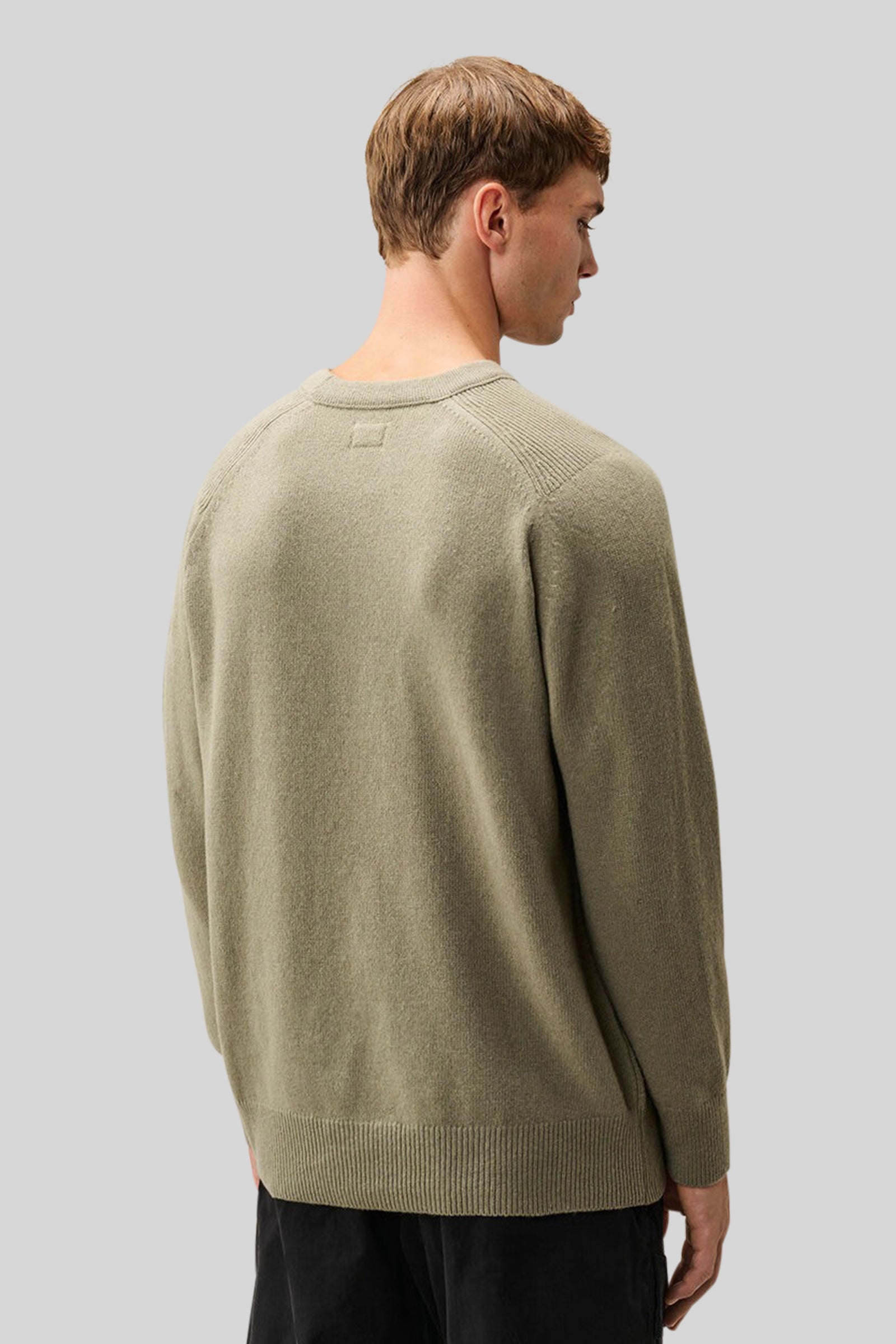 C.p. Company Maglia Lambswool Lens Crewneck Verde Salvia Uomo - 3