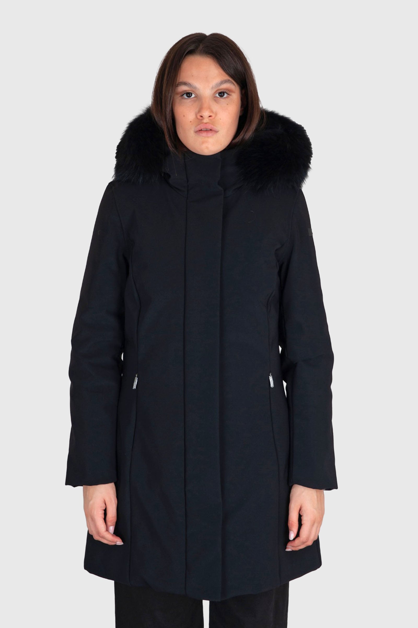 Rrd Piumino Winter Long Fur Wom Nero Donna - 1