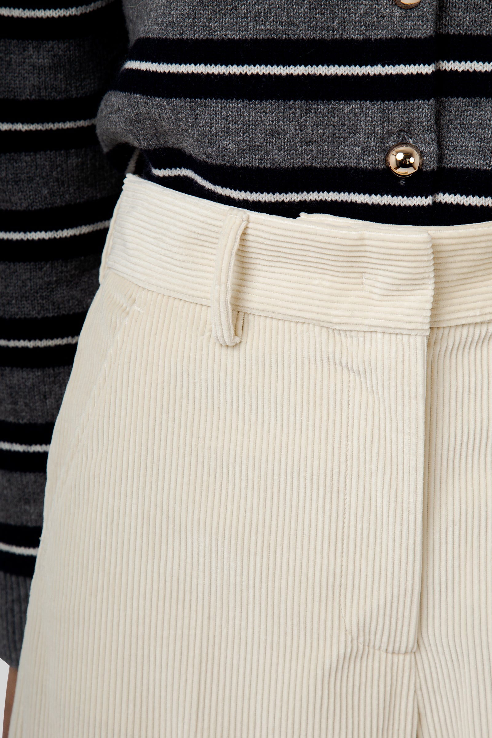 Max Mara Weekend Pantalone In Velluto Tania Avorio Donna - 4