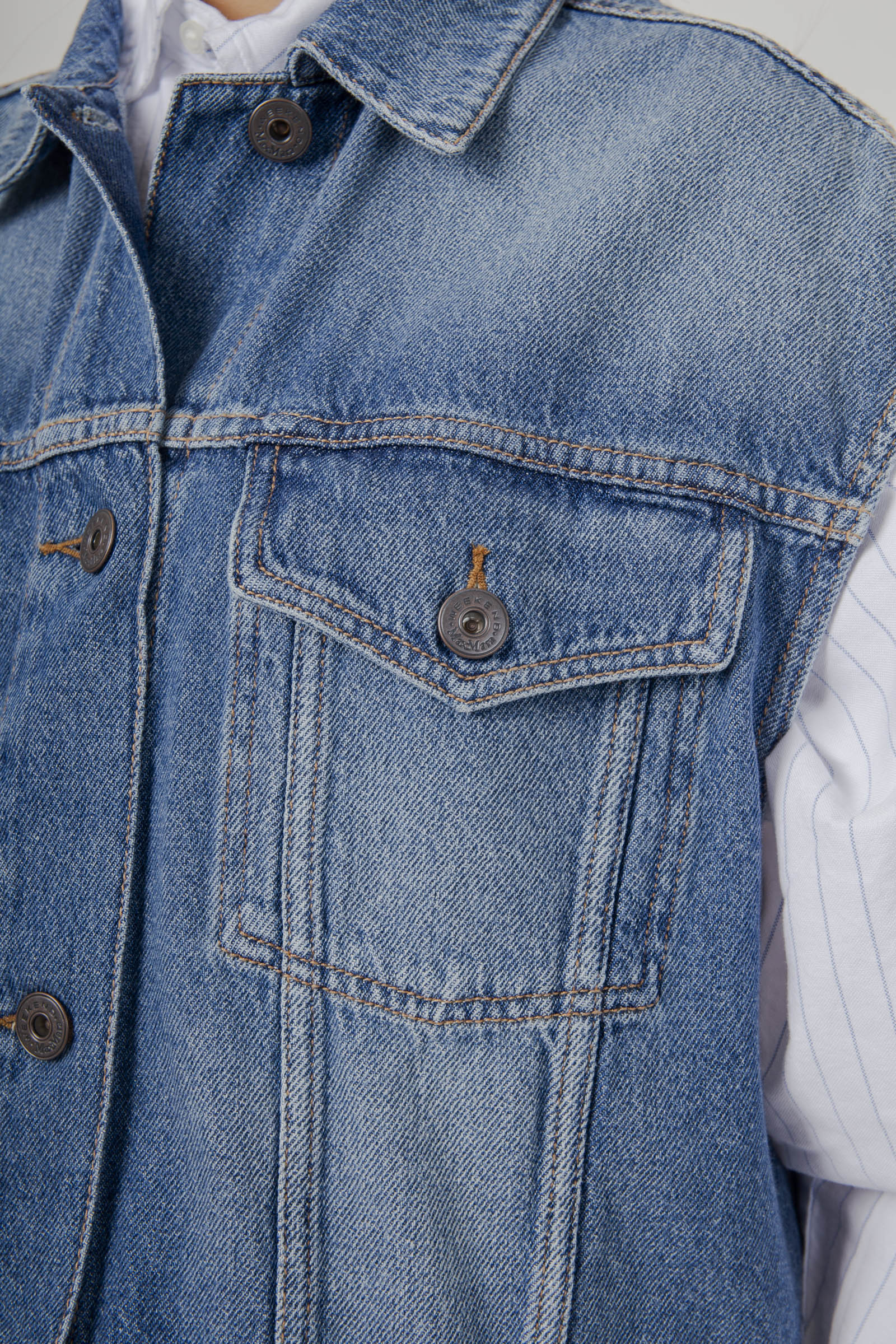 Max Mara Weekend Gilet In Denim Mappa Blu Medio Donna - 4