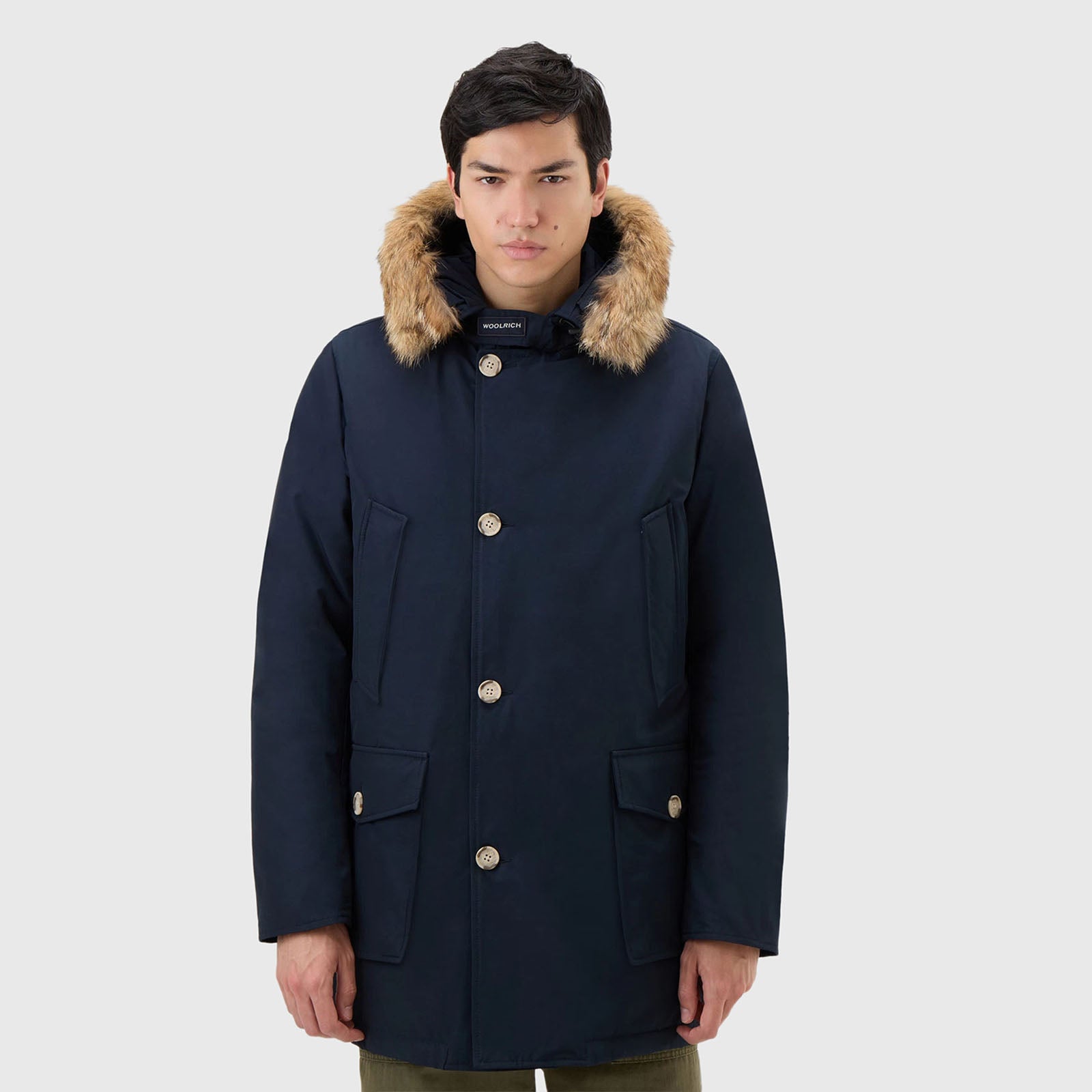 Woolrich Arctic Parka In Ramar Cloth Con Pelliccia Removibile Blu Uomo - 9