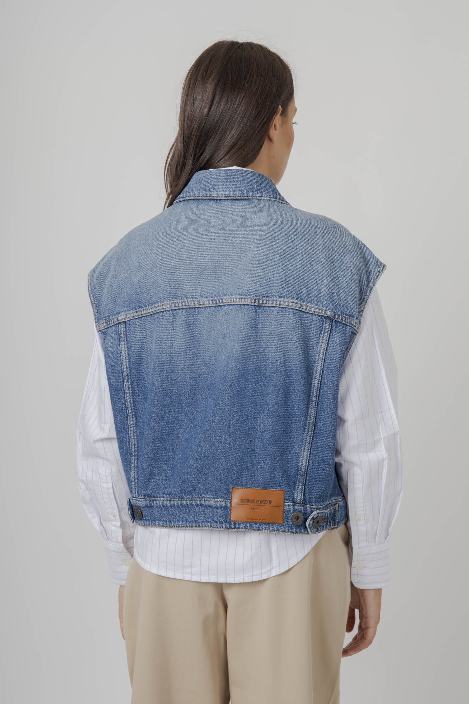 Max Mara Weekend Gilet In Denim Mappa Blu Medio Donna - 5