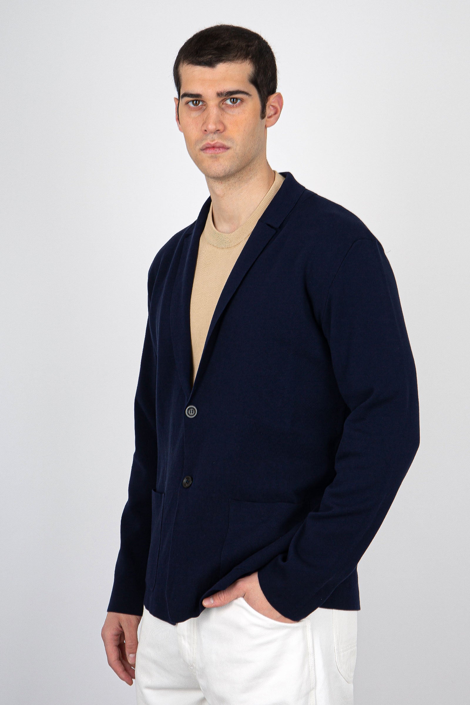 Roberto Collina Knit Jacket RT0901110 Cotton Blue - 3