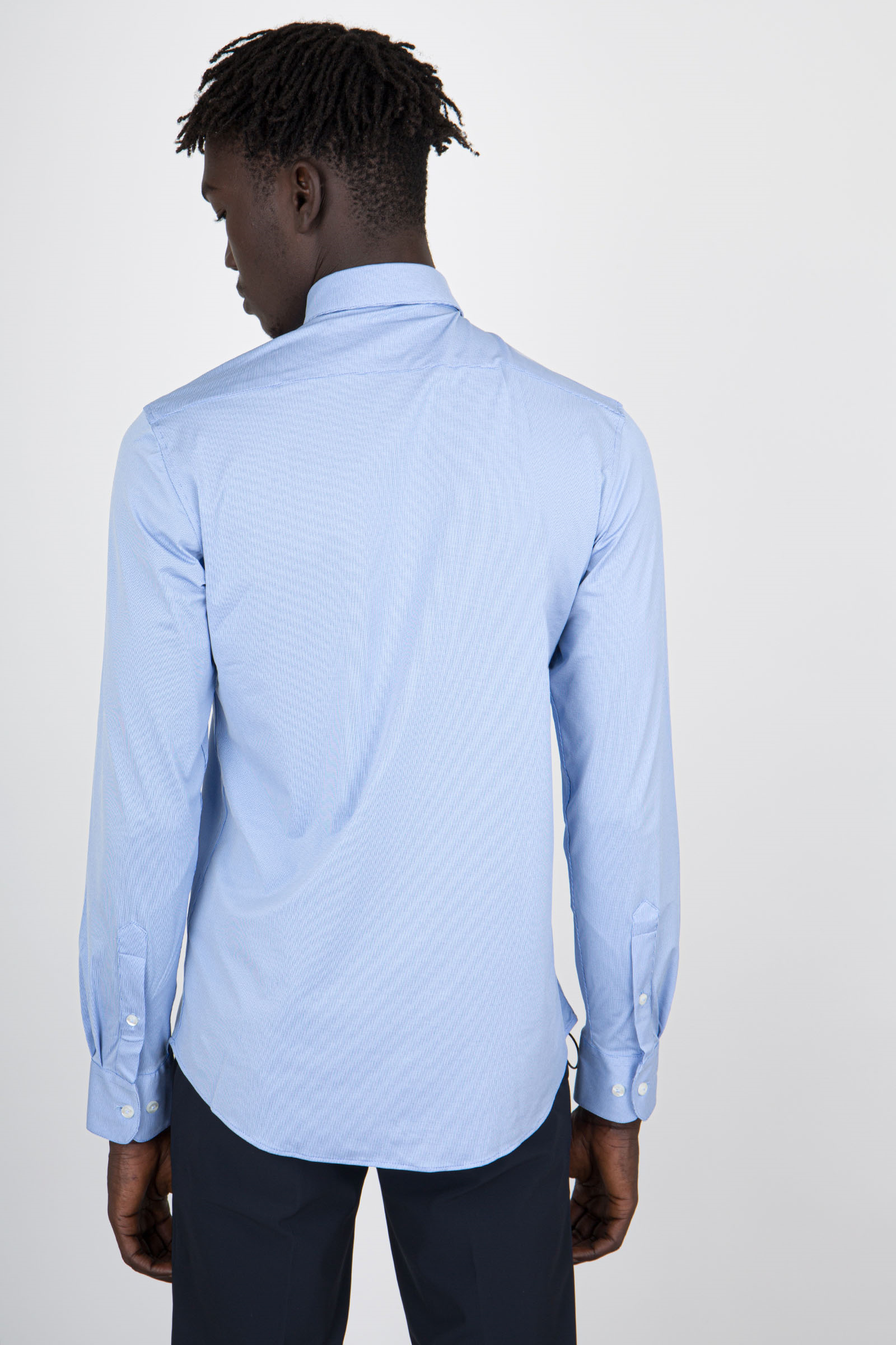 Rrd Oxford Jacquard Open Shirt Azzurro Uomo - 3