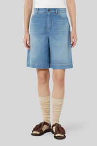 Max Mara Weekend Bermuda In Denim Ozono Blu Chiaro Donna max mara weekend