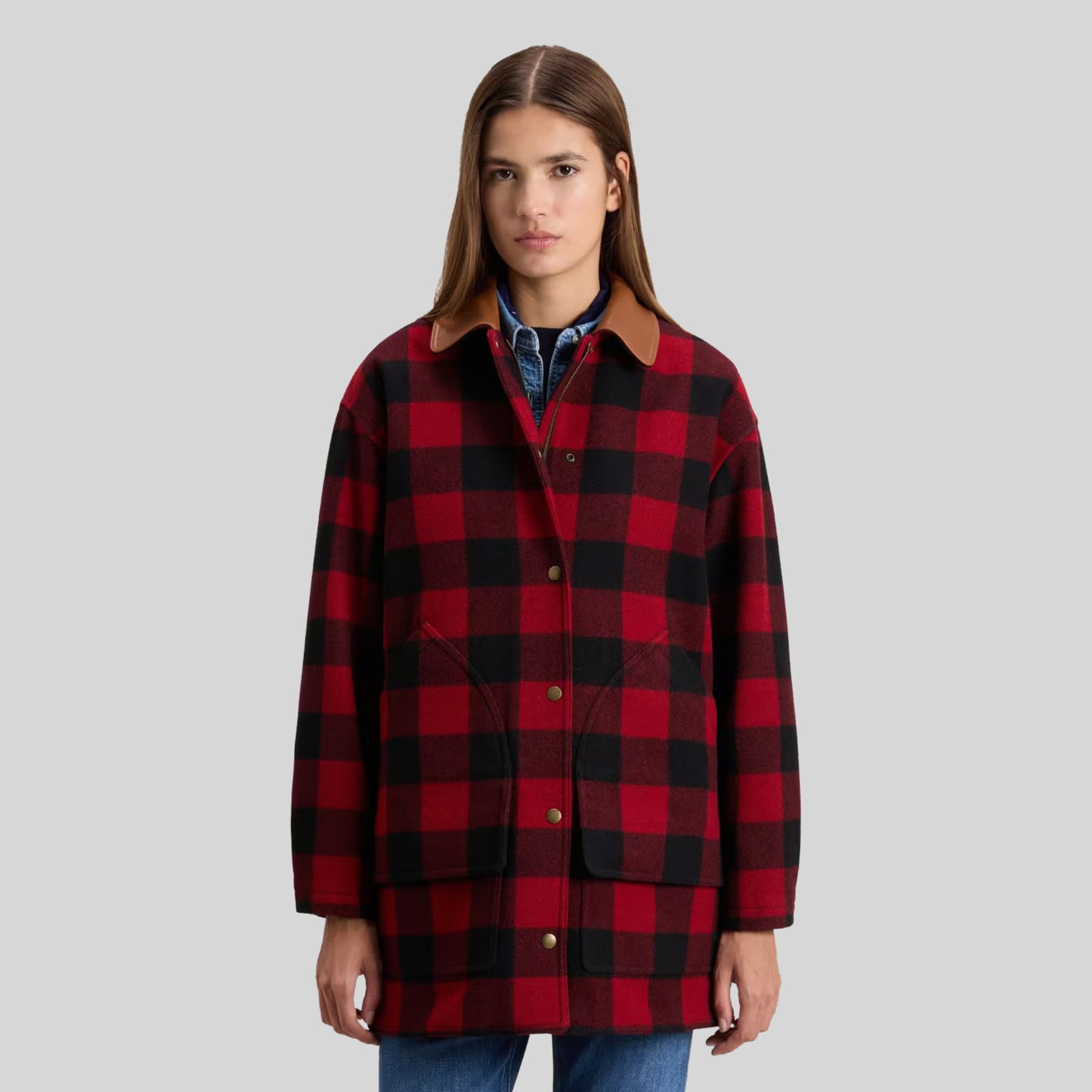 Woolrich Woolen Mills Women's Barn Coat Buffalo Check Nero/rosso Donna - 6