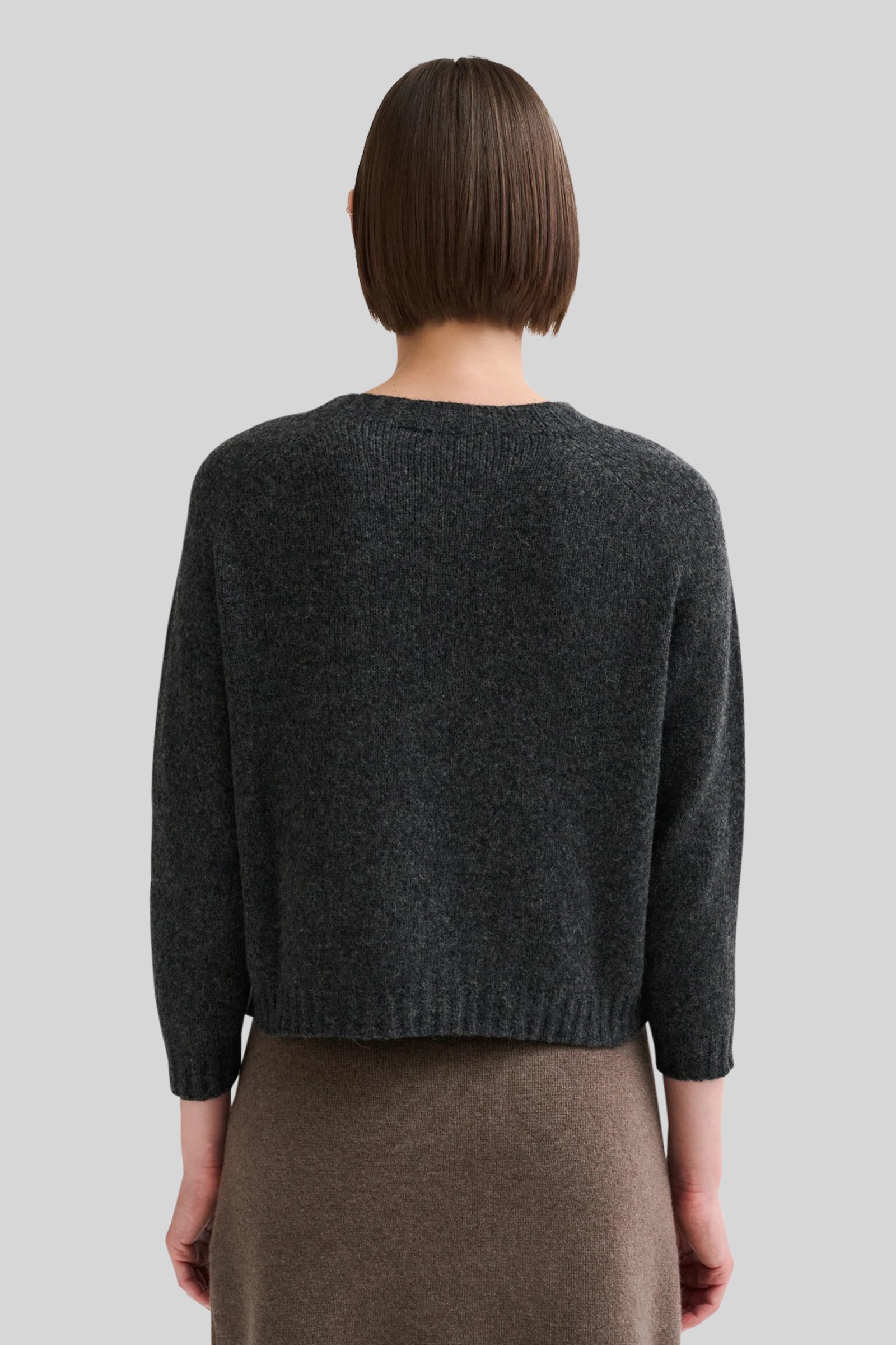 Roberto Collina Maglia In Lana E Cammello Manica 3/4 Antracite Donna - 3