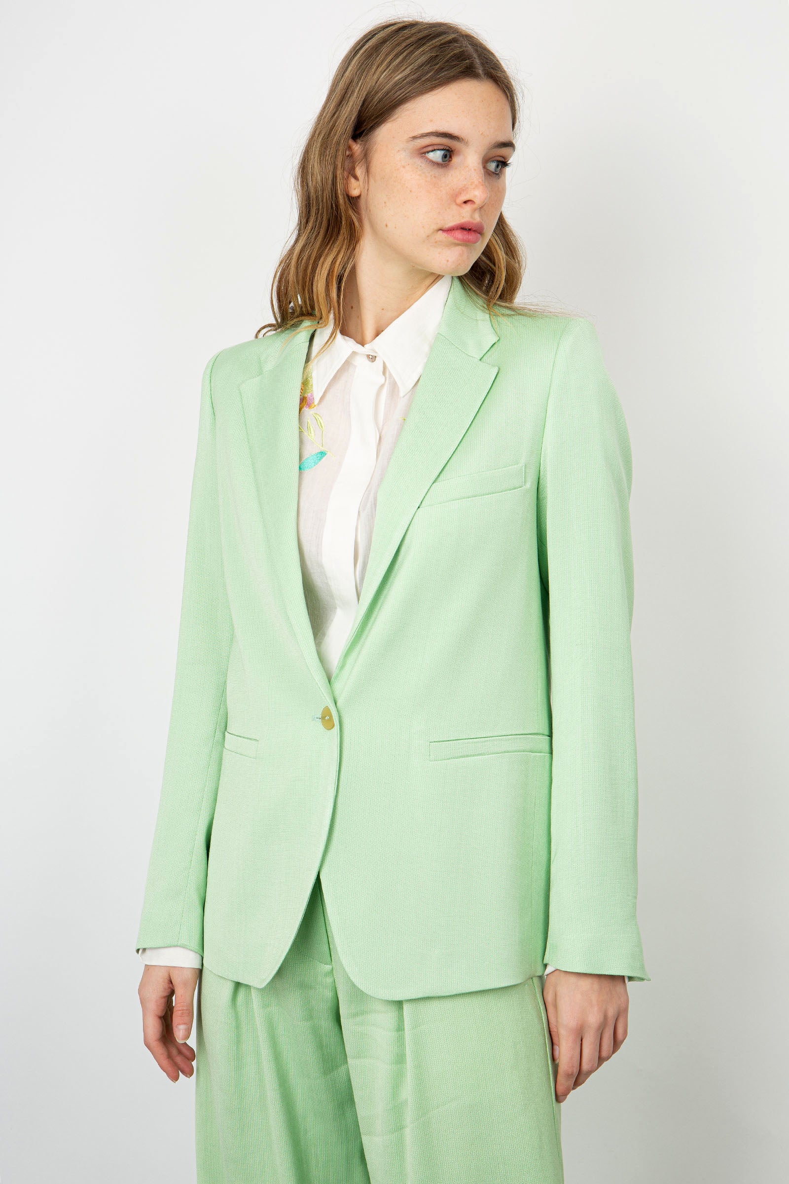 Forte Forte Blazer in Flamed Texture Viscose and Cotton - Ice Green - 5