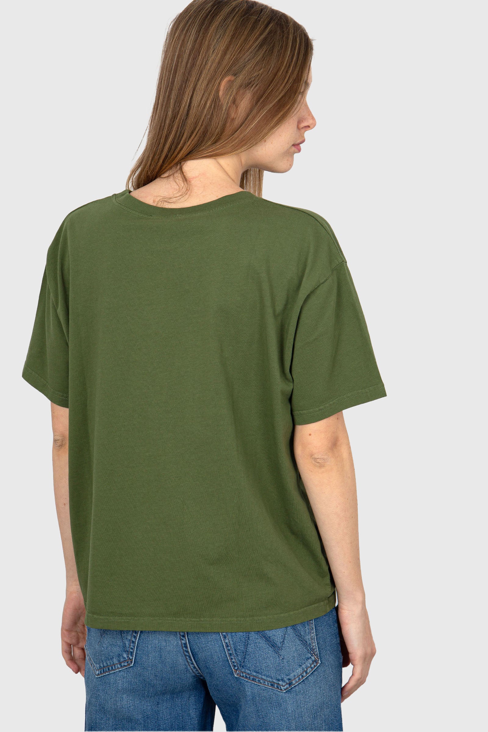 American Vintage T-Shirt Fizvalley Cotone Verde Militare - 4