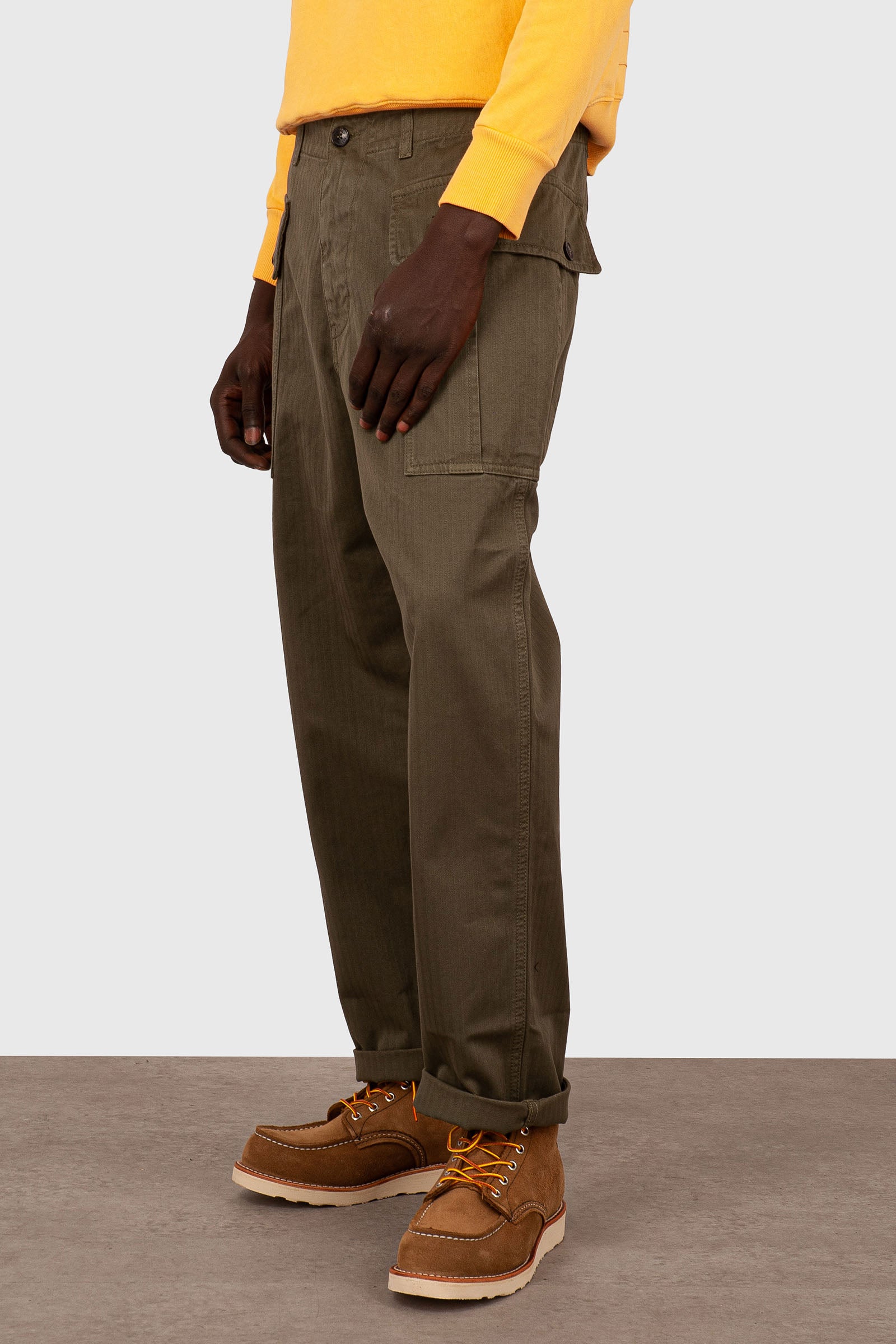 Fortela Pantalone Cargo Durango Woven Herringbone Verde Militare Uomo - 5