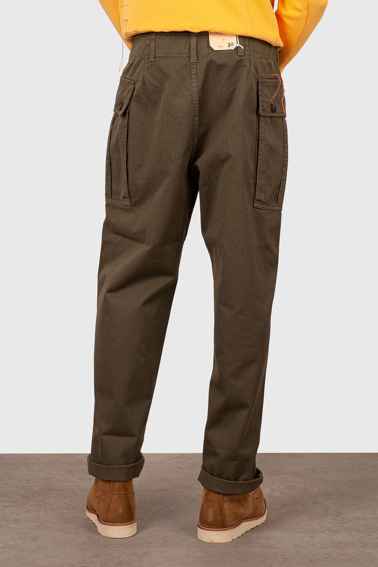 Fortela Pantalone Cargo Durango Woven Herringbone Verde Militare Uomo - 4