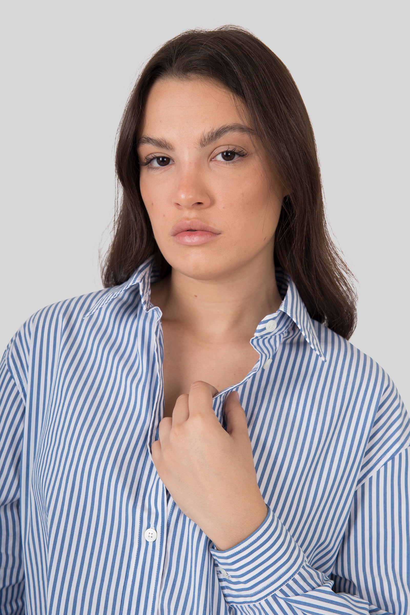 Department Five Camicia Over Hangar In Popeline Blu Donna - 3