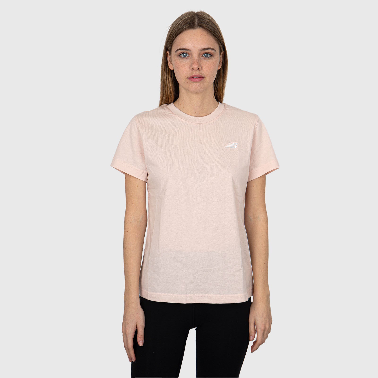New Balance T-Shirt Jersey Small Logo Cotone Rosa Chiaro - 5
